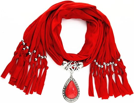 Women Scarf with Necklace Jewellery Zambeel