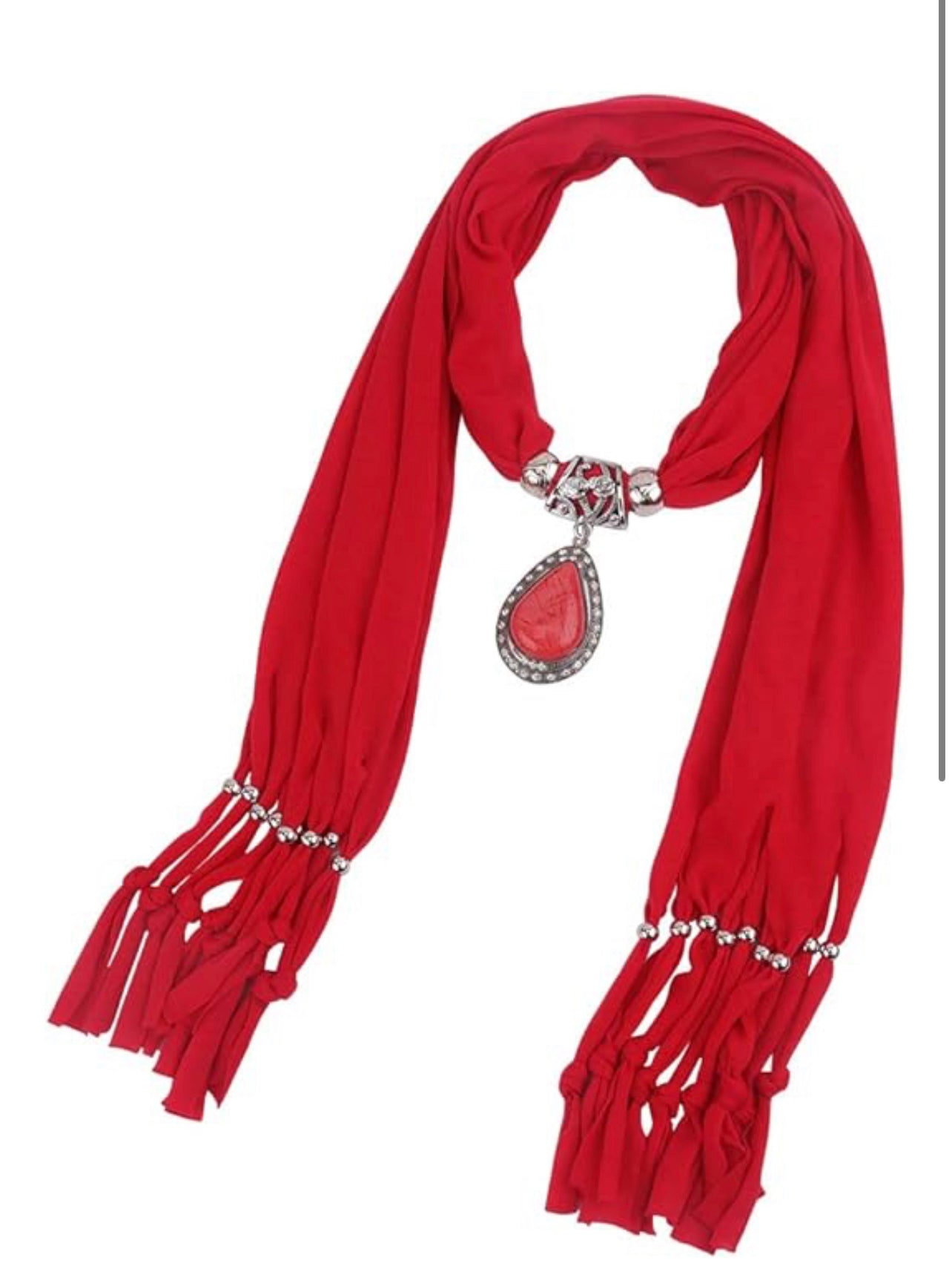 Women Scarf with Necklace Jewellery Zambeel